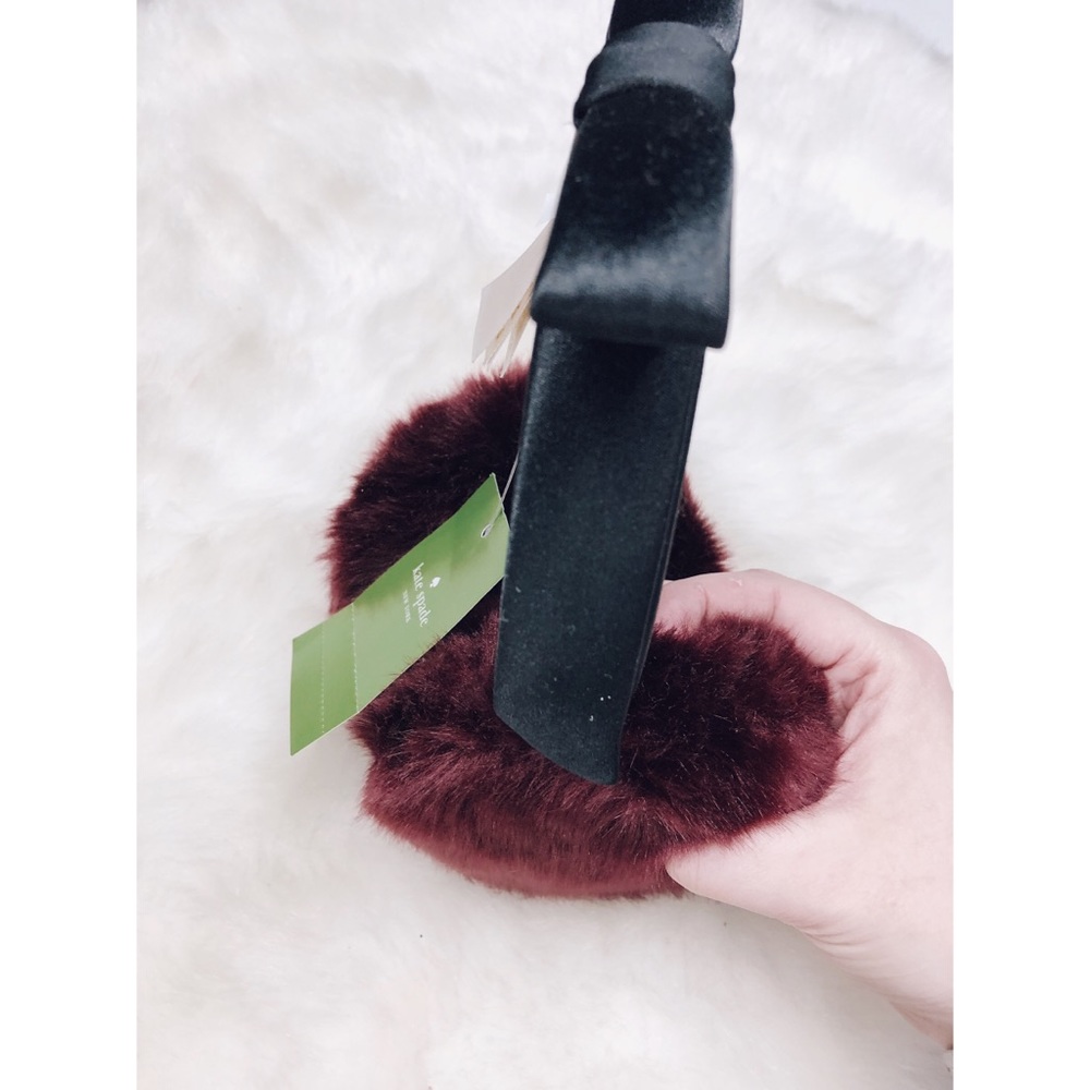 NWT Kate Spade | Maroon Faux Fur Bow Earmuffs - Picture 4 of 5